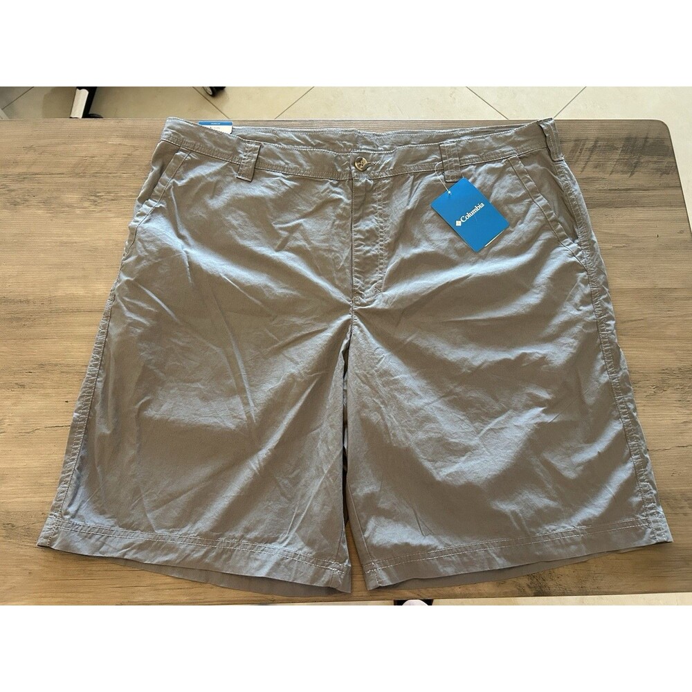 NEW! COLUMBIA Gray Cotton Flat Front Shorts - WASHED OUT Size 44/10”